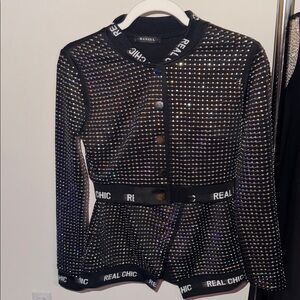 Sparkling rhinestone Skirt set